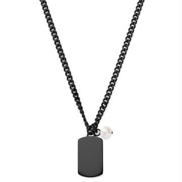 Ocatá | Placa de identificación negra y collar de perlas