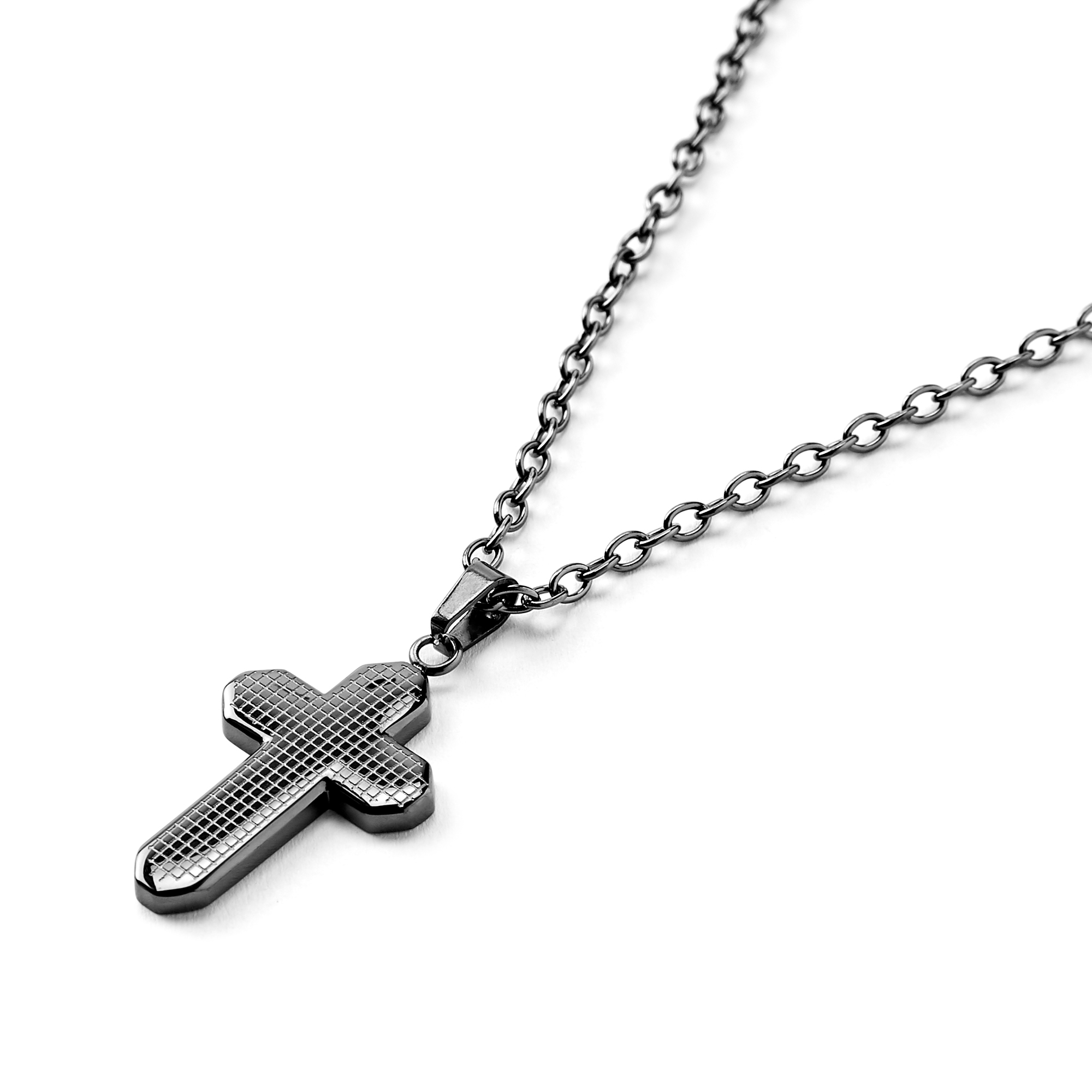 Geometric Black Cross Necklace - 2