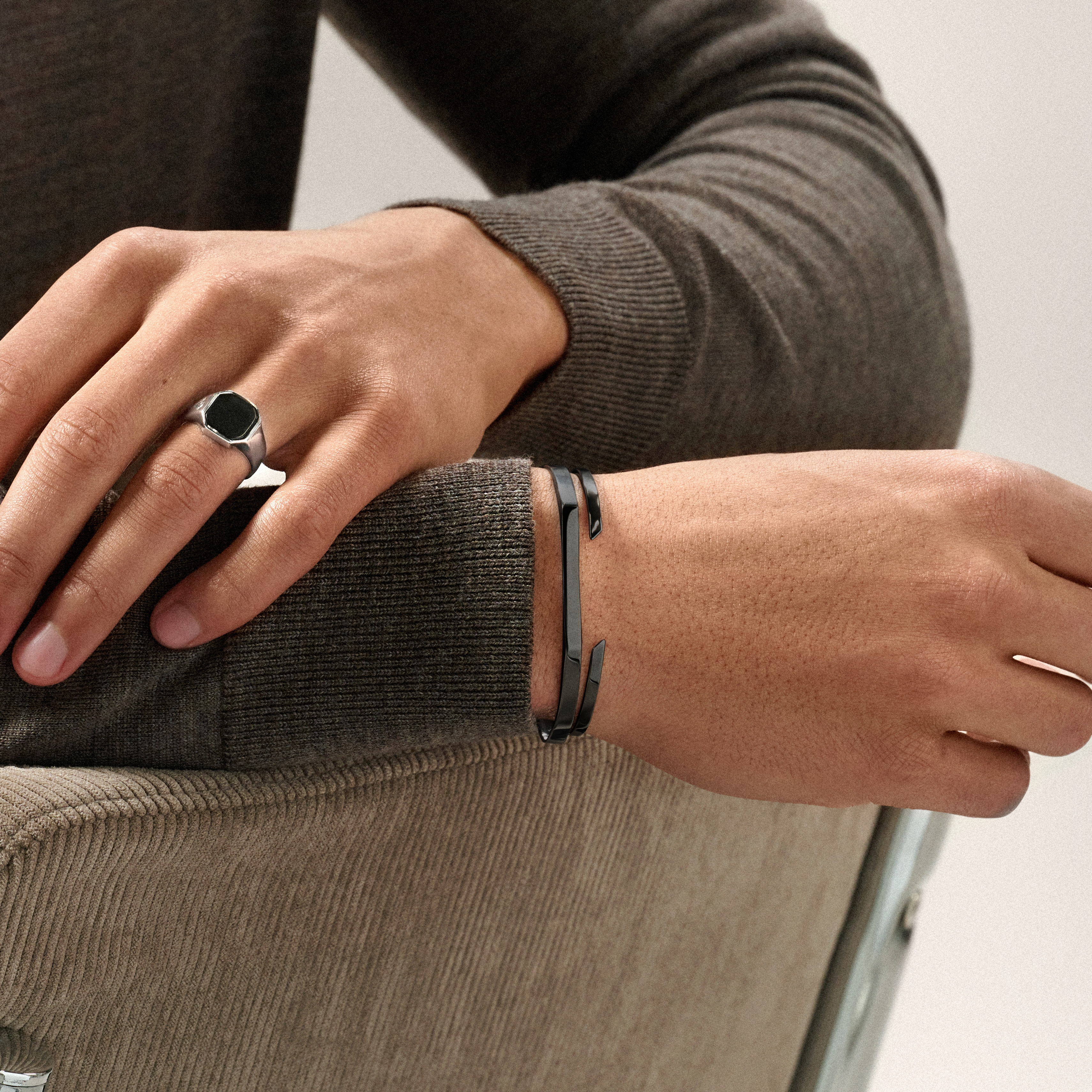 3 mm Poleret Sort Justerbart Rustfri Stål Manchetarmbånd - 4