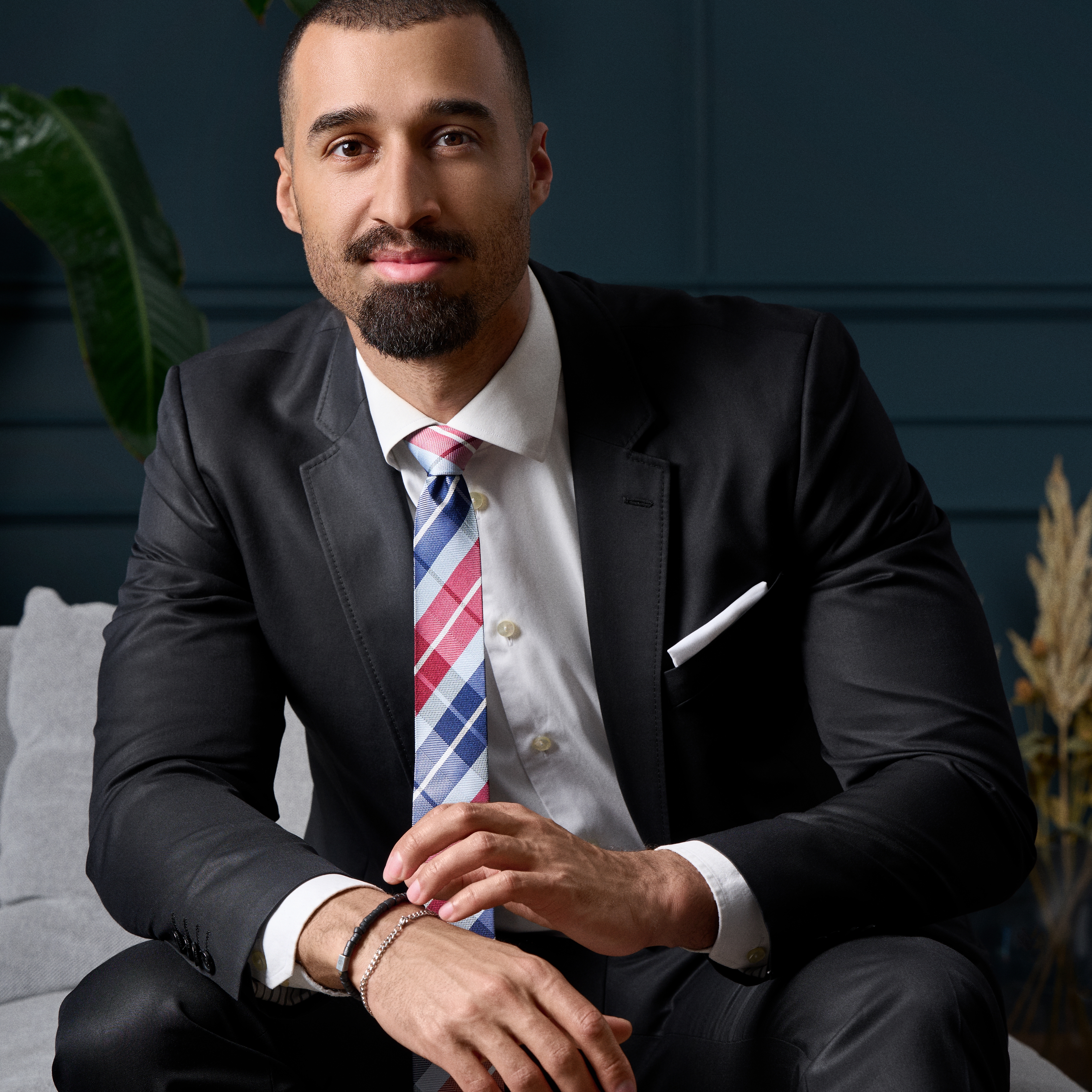 Cravate en soie à motif à carreaux bleu et bordeaux | 6 cm - 4