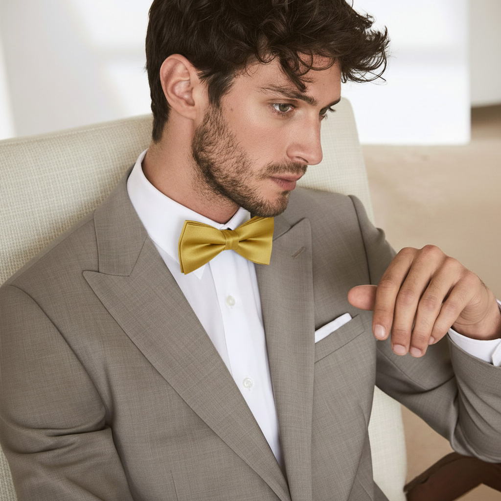 Golden Shiny Basic Pre-Tied Bow Tie - 3