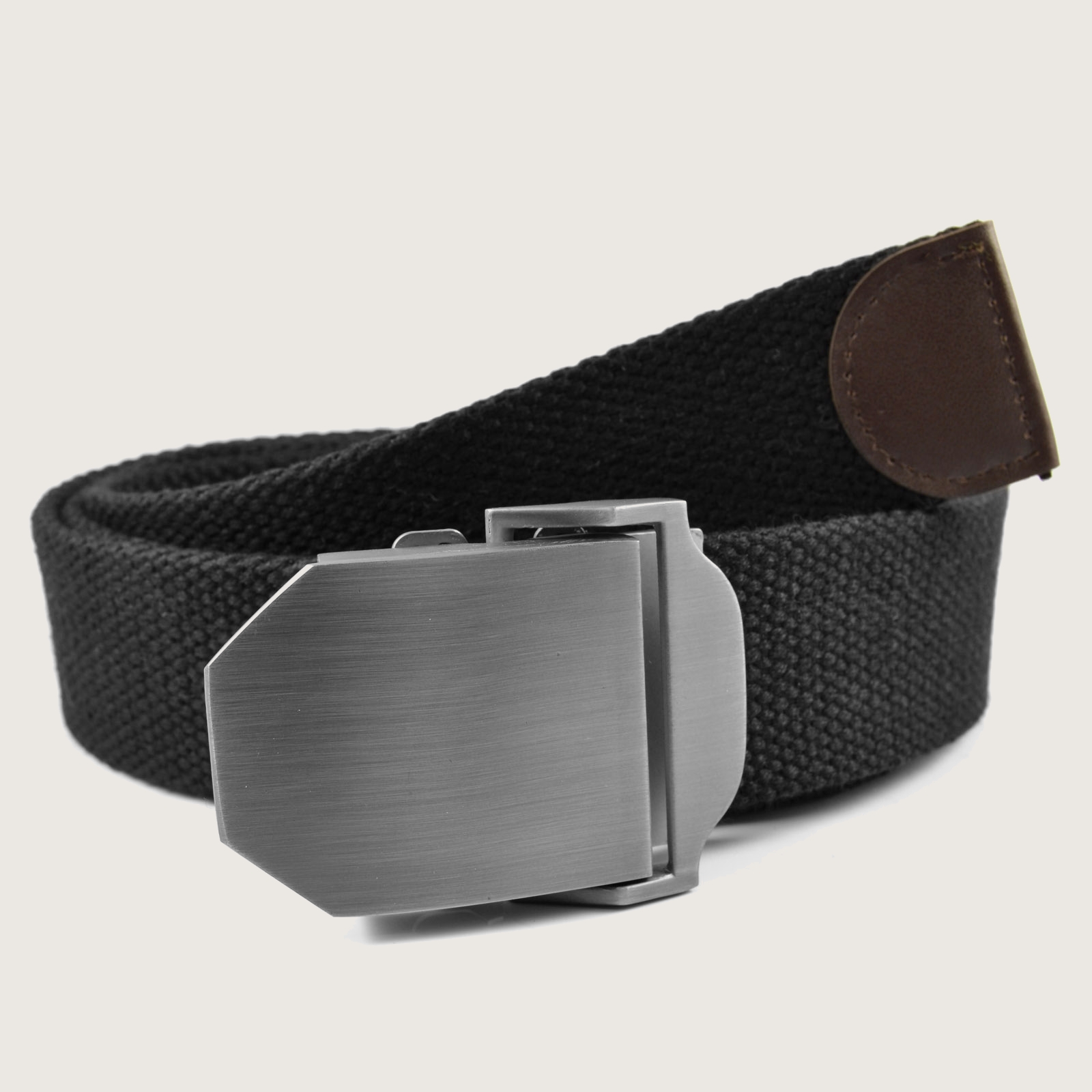 Canvas Black (25mm Thick) (Sku 4719) Belt Thomas Bates Cargo Cotton Military Brass Buckle Web Belt  main image 2
