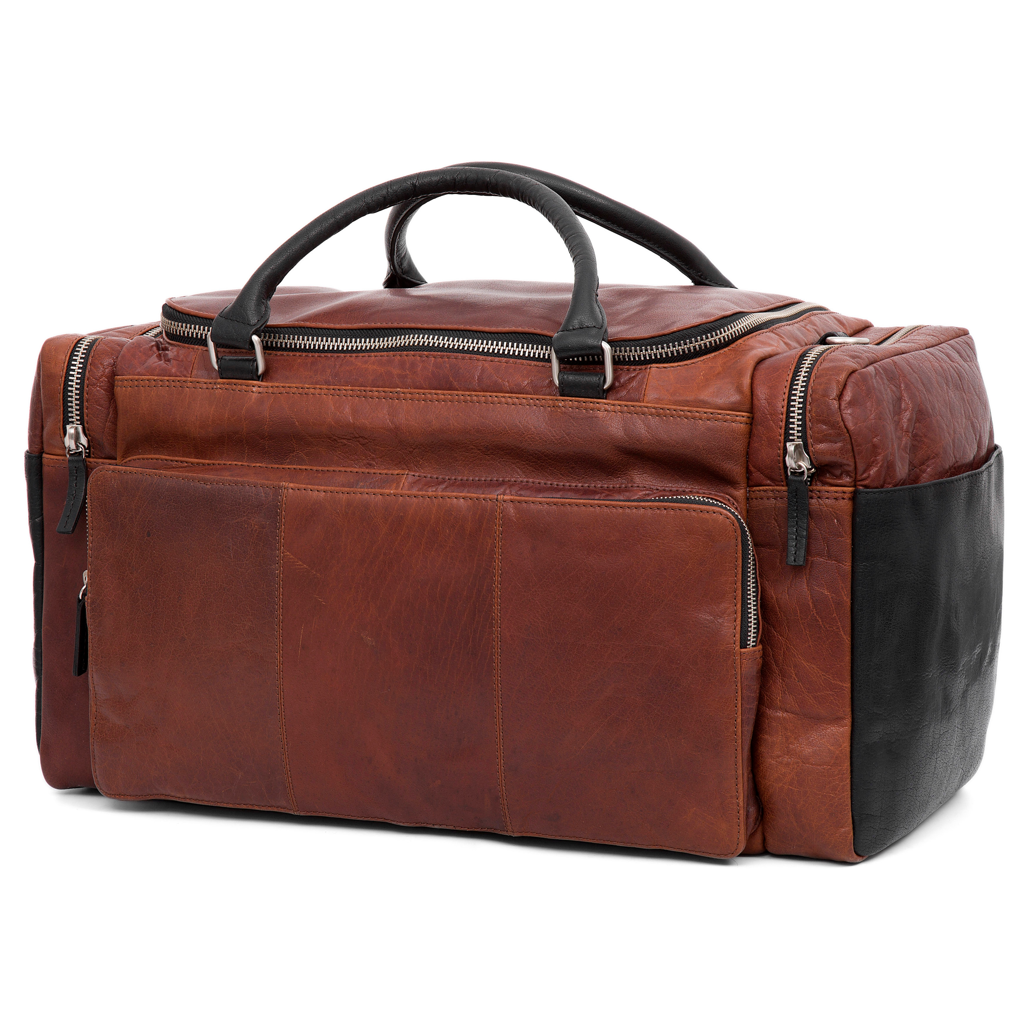 Montreal Tan & Black Leather Travel Bag - 1