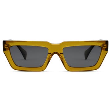 Occasus | Слънчеви очила с дебели неоновожълти рамки и правоъгълни поляризирани стъкла