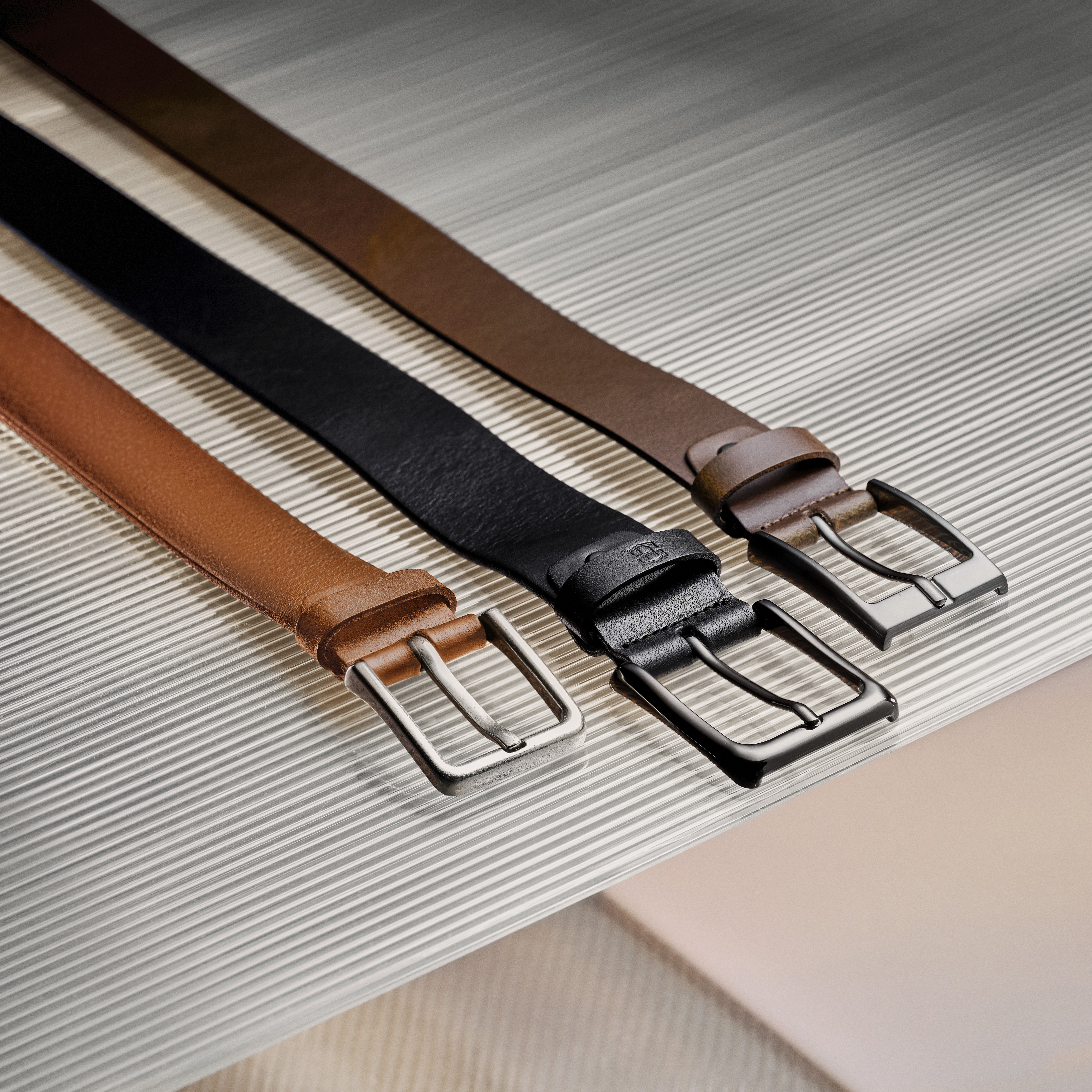 Vincio | Cinto em Pele de Flor Integral Castanho Claro Gradiente - 3