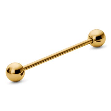 38 mm Gold-Tone Straight Ball-Tipped Surgical Steel Industrial Barbell