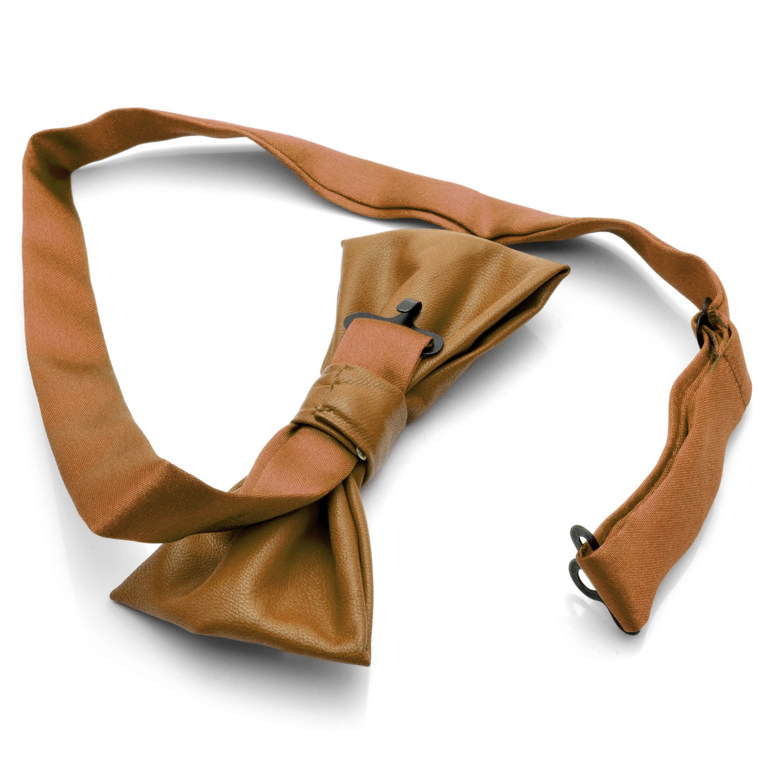 Camel Faux Leather Bow Tie - 4