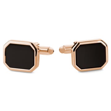 Octagonal Rose Gold-Tone Cufflinks with Onyx inlay Octagonal Rose Gold-Tone Cufflinks with Onyx inlay