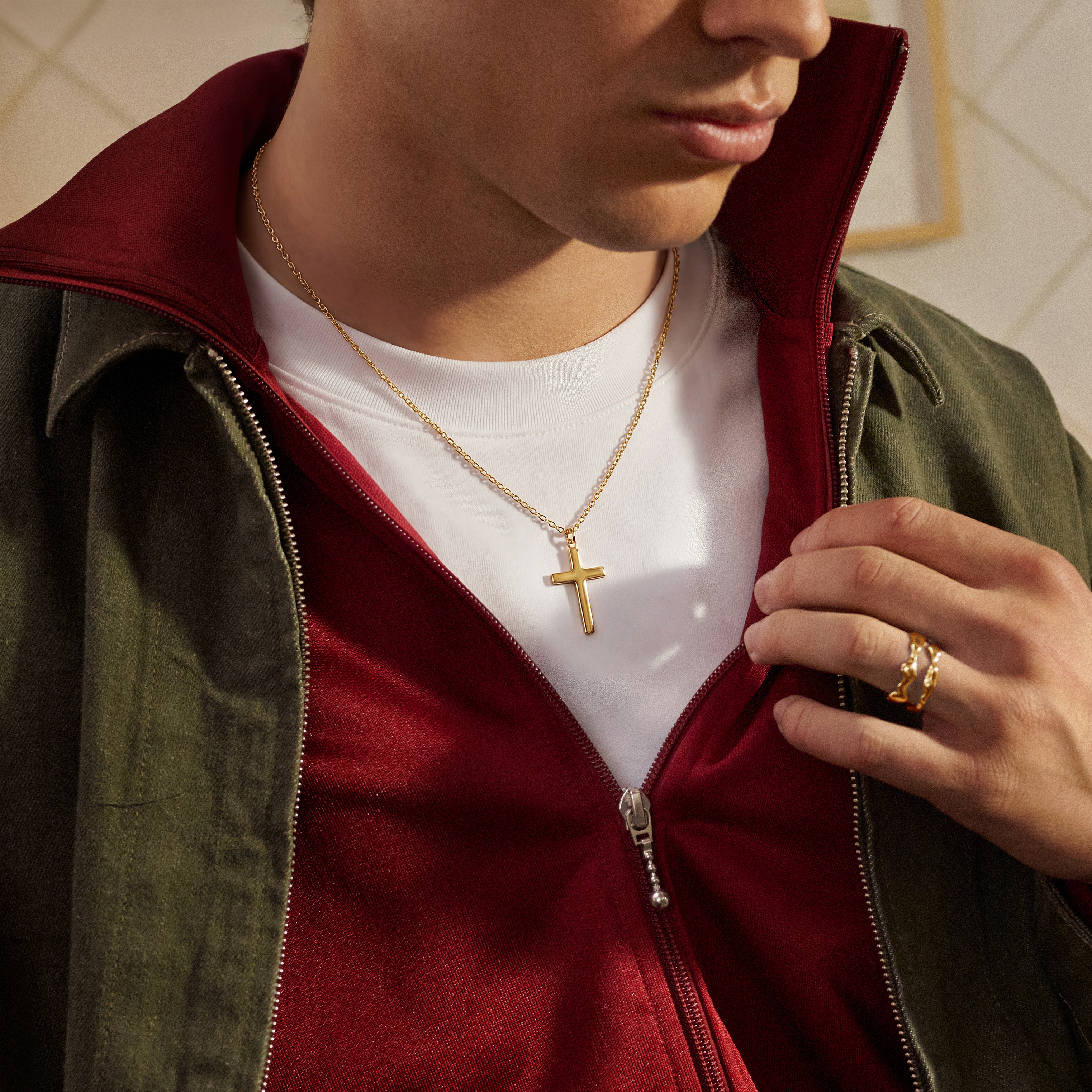 New Classics | Guldtonet Rustfrit Stål Kors Halskæde - 2 mm - 3