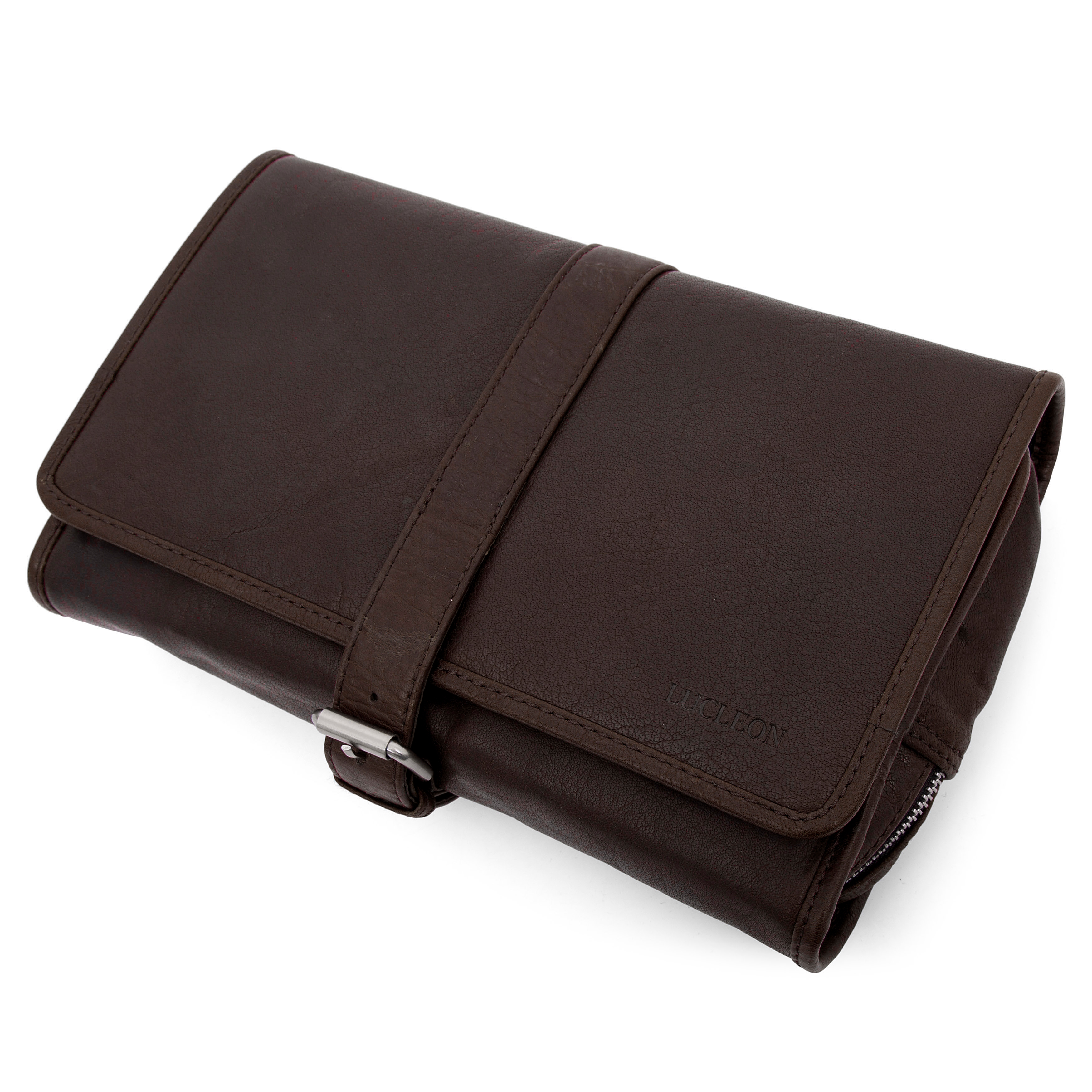 Montreal Hanging Brown Leather Wash Bag - 3