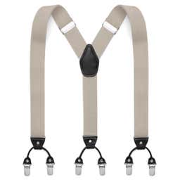 Wide Light Grey Clip-On Suspenders