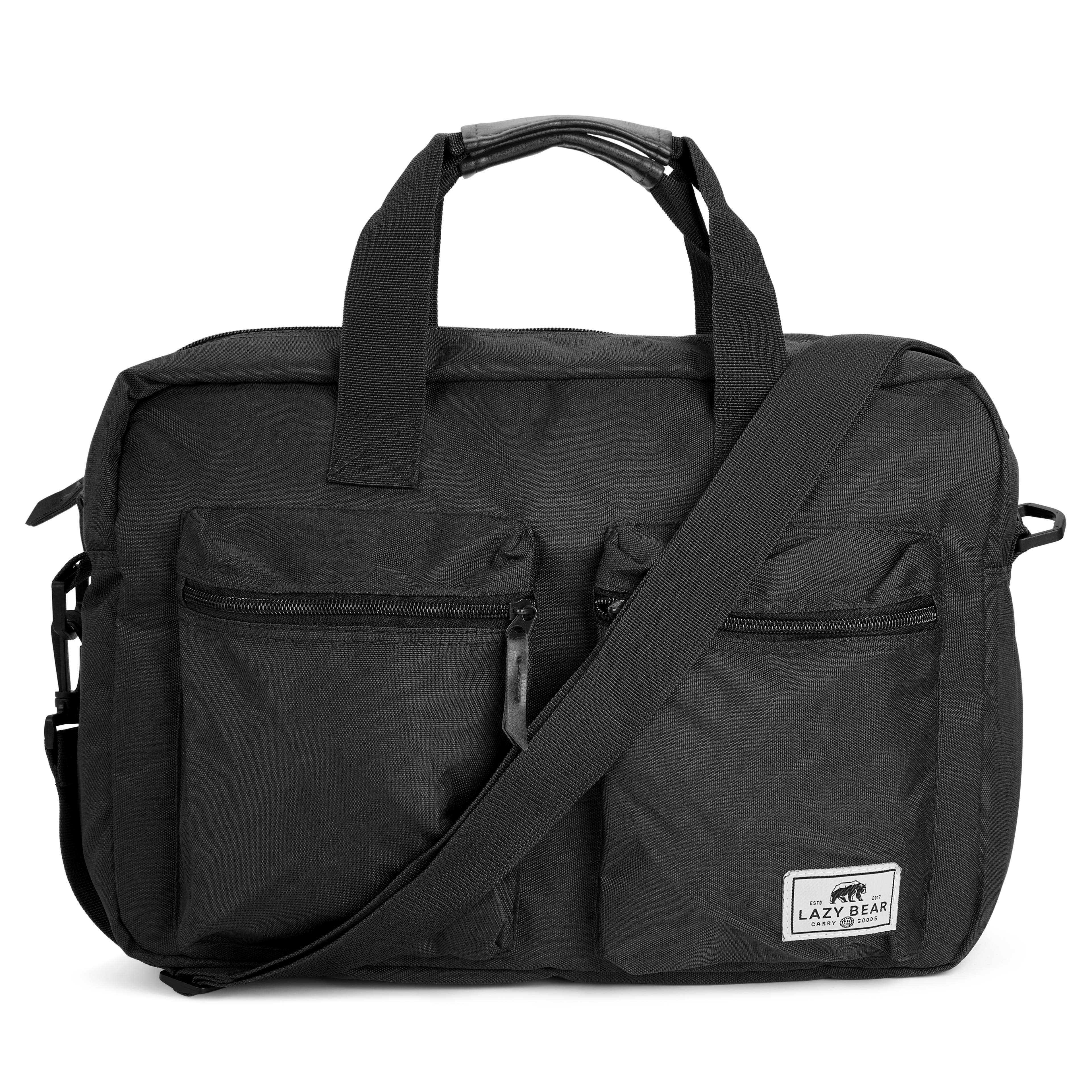 Lewis | Black Polyester & Faux Leather Laptop Bag