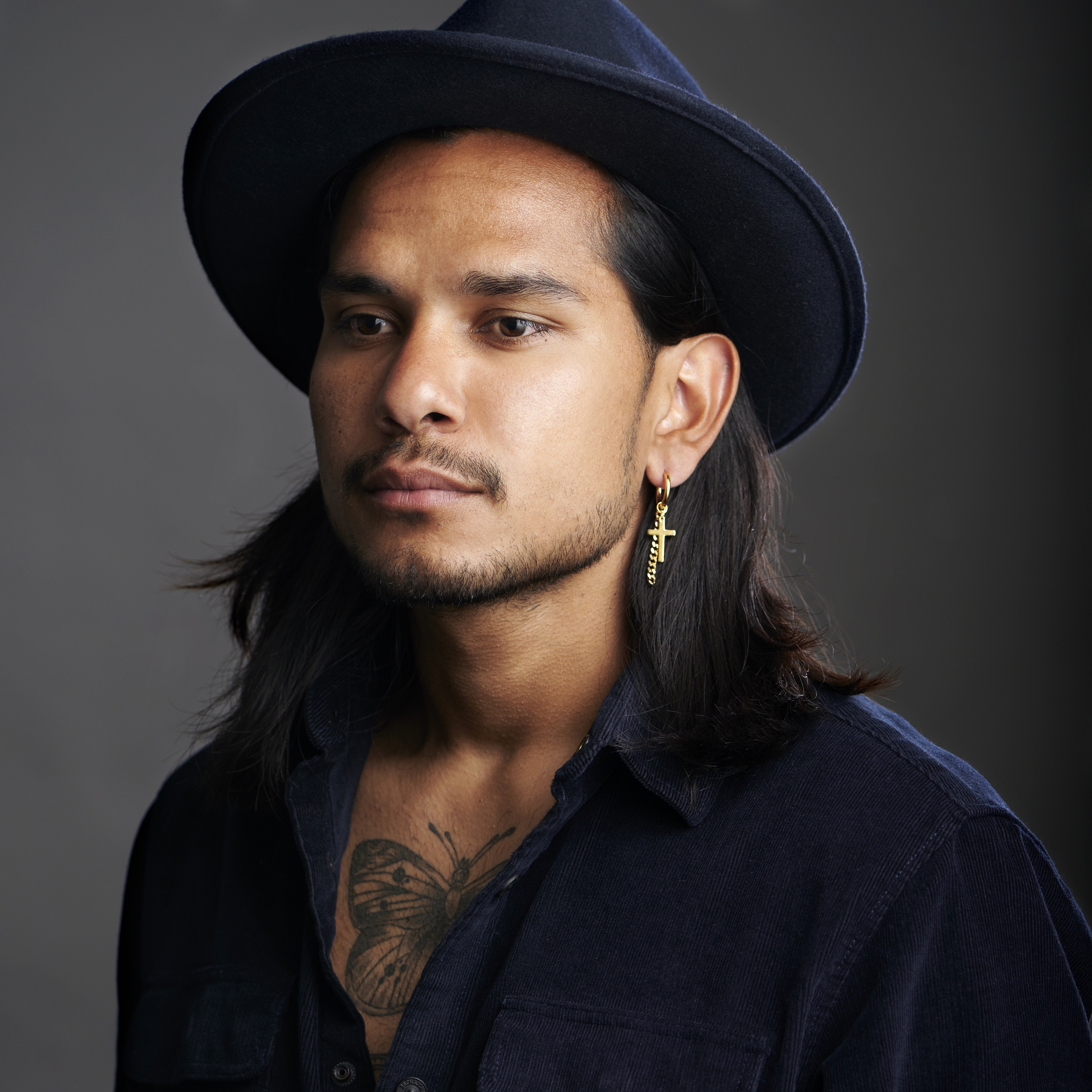 Gold-Tone Cross & Chain Earring - 4