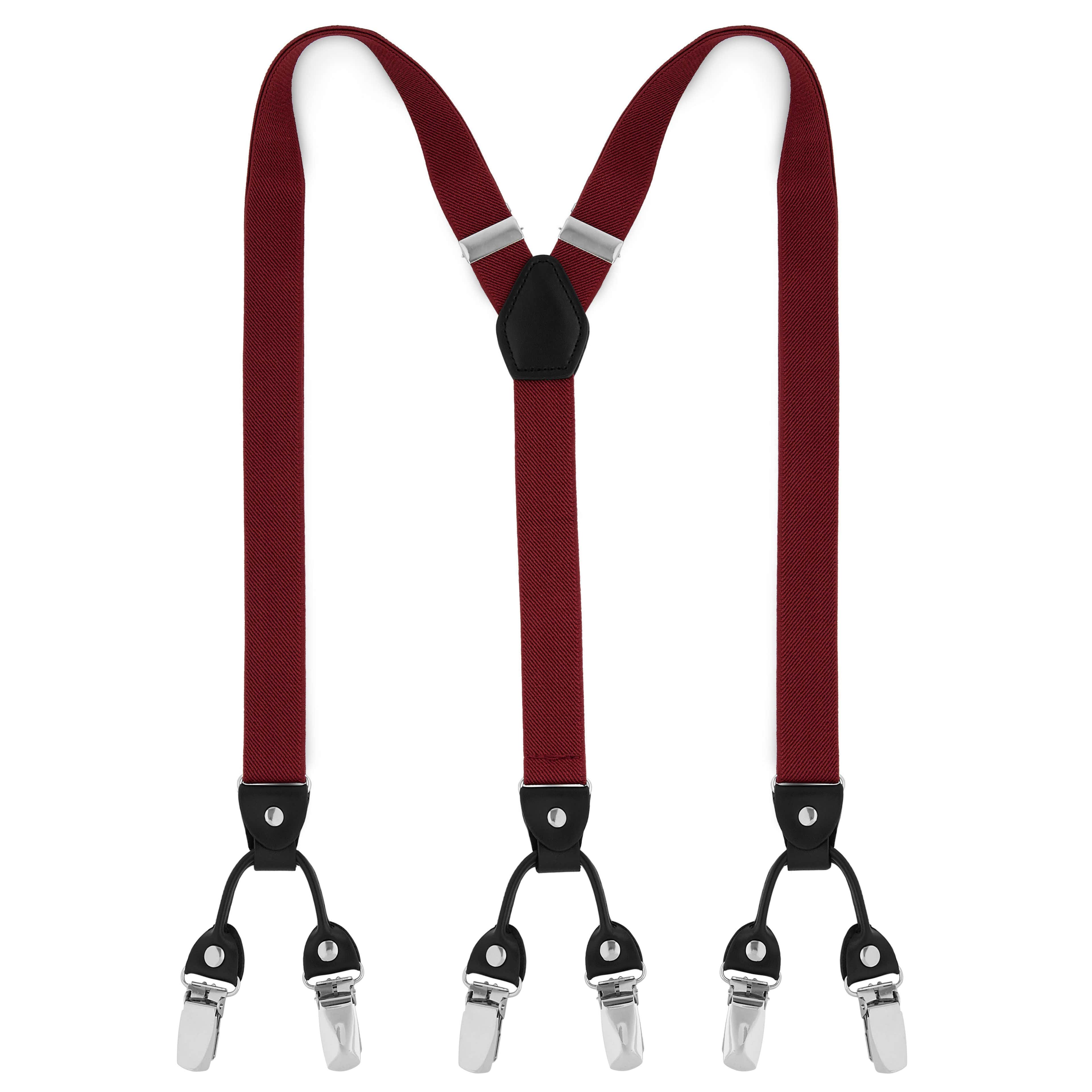 Slim Burgundy Clip-On Braces - 1 - primary thumbnail small_image gallery
