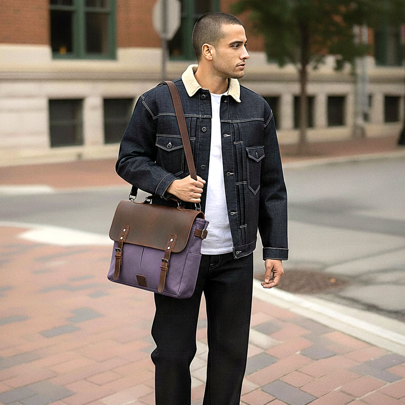 Sac à bandoulière de style vintage gris violacé - 3