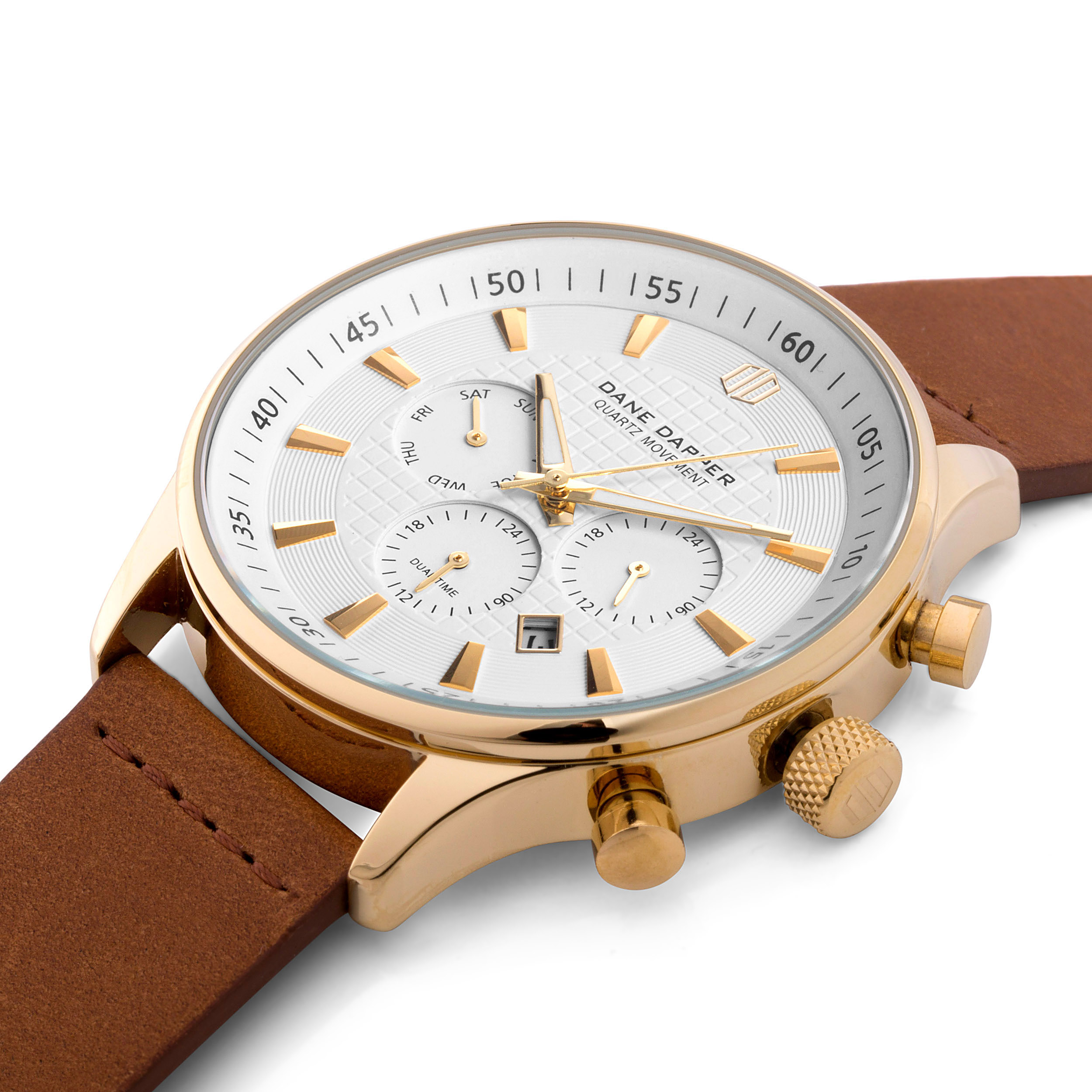 Brown, Gold-Tone & White Troika Watch - 2