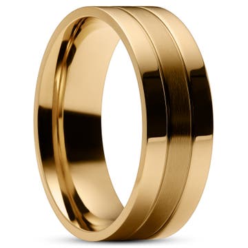 Classic Grooved Gold Steel Ring Classic Grooved Gold Steel Ring