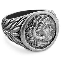 Obelius | Vintage pečetní prsten Herkulova mince stříbrné barvy