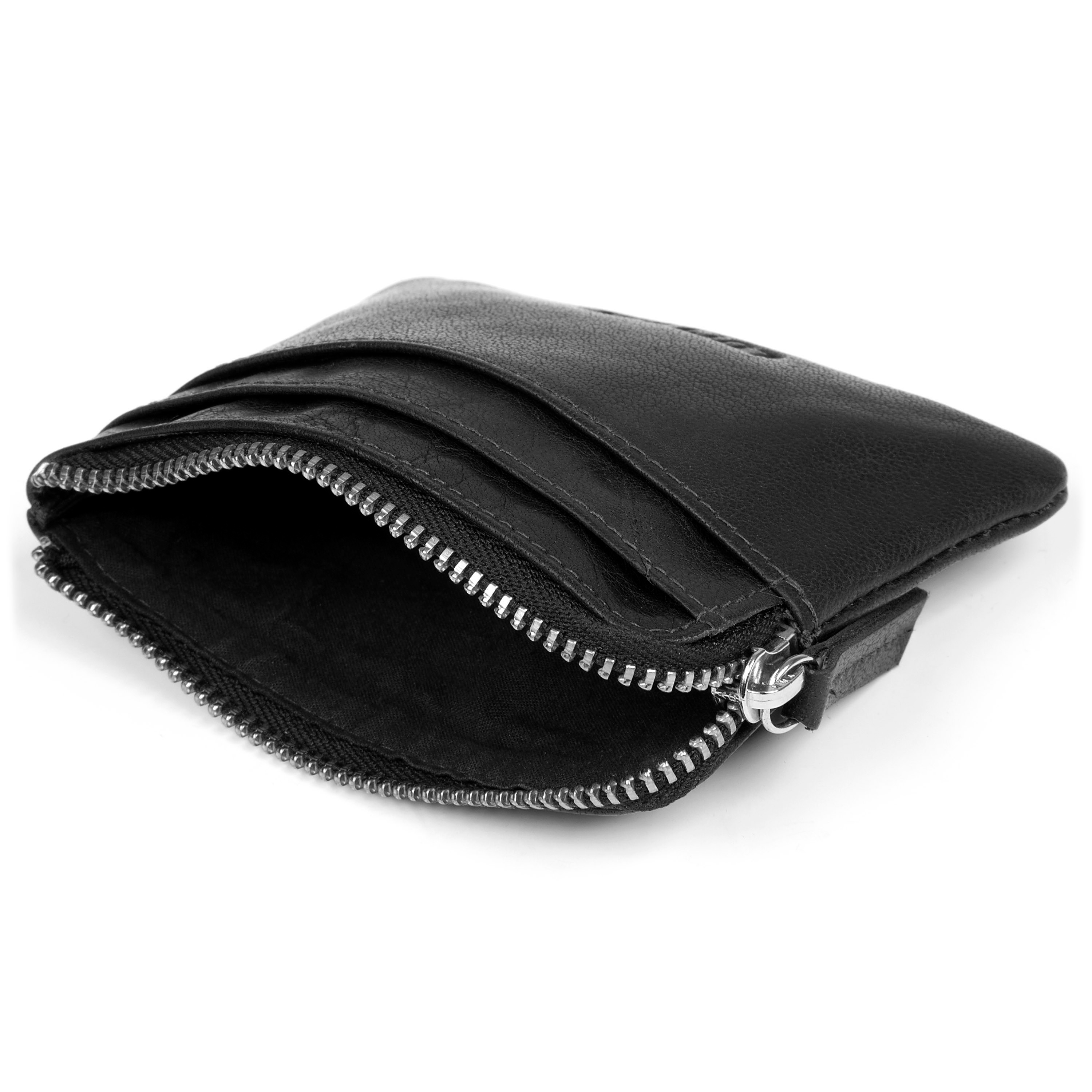 Montreal Zipped Black RFID Leather Pouch - 4
