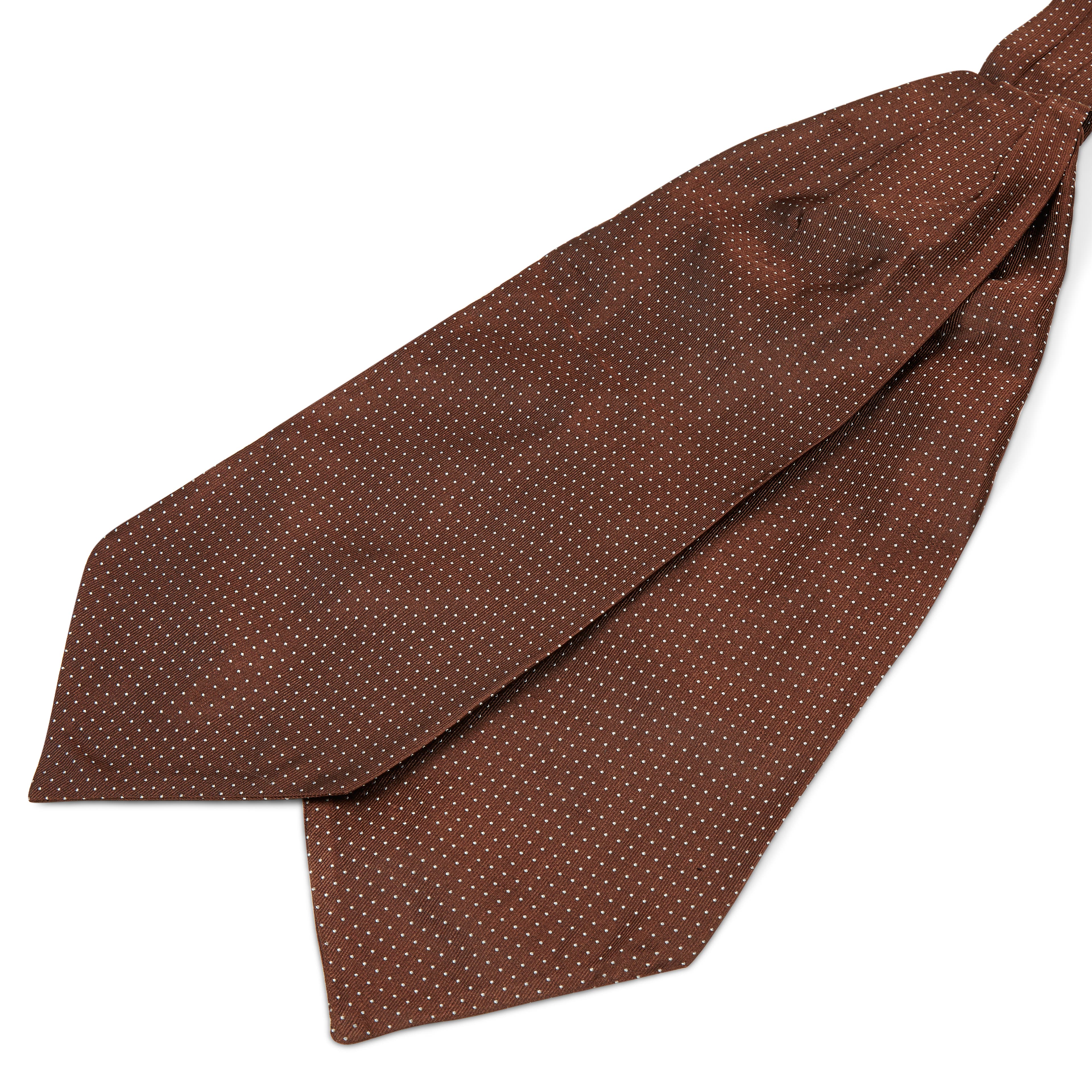 Cravată din mătase maro cu picățele