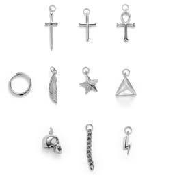 Lot de 9 pendentifs pour boucle d'oreille & un anneau en métal argenté