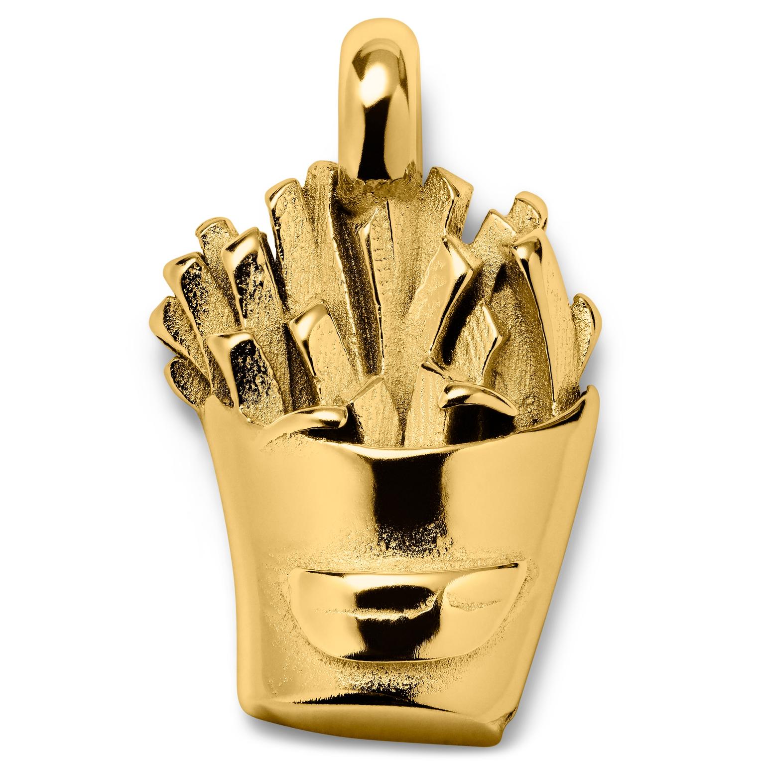 Jaygee | Pendentif cornet de frites en métal couleur or Jaygee | Pendentif cornet de frites en métal couleur or