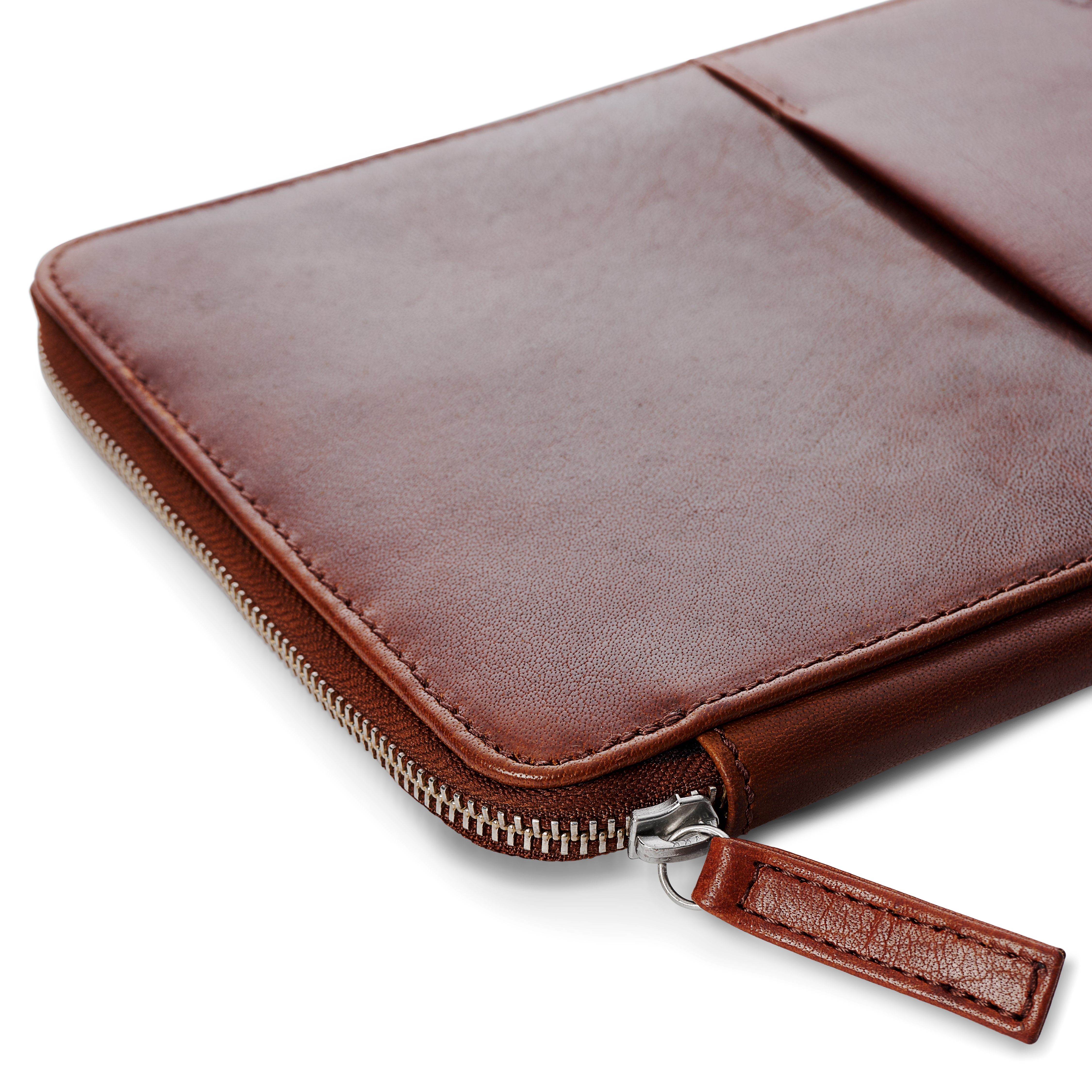 Étui de carnet et de journal en cuir de buffle brun havane à fermeture éclair - 7