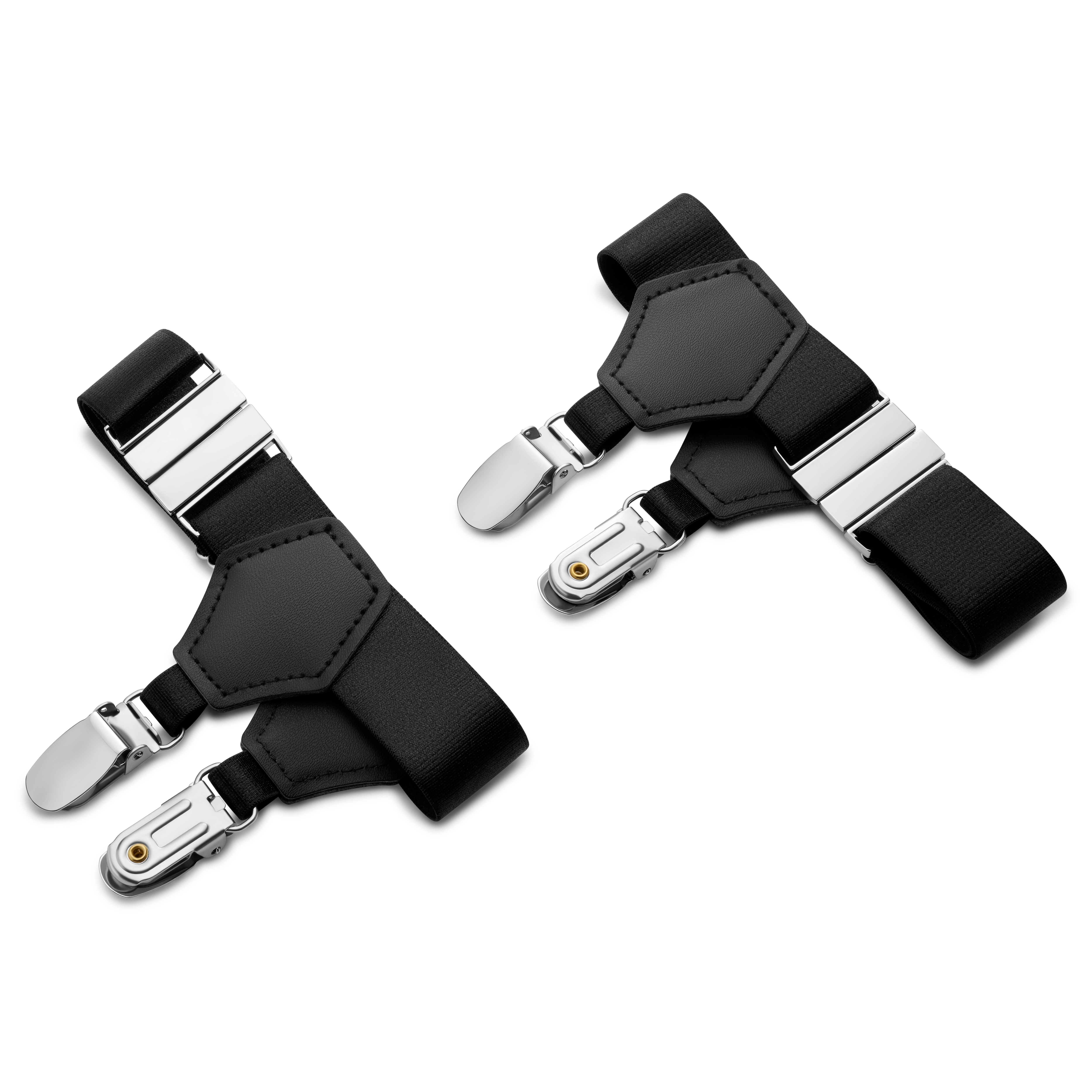 Kleos | Black Sock Garters With Silver-tone Clasps - 3