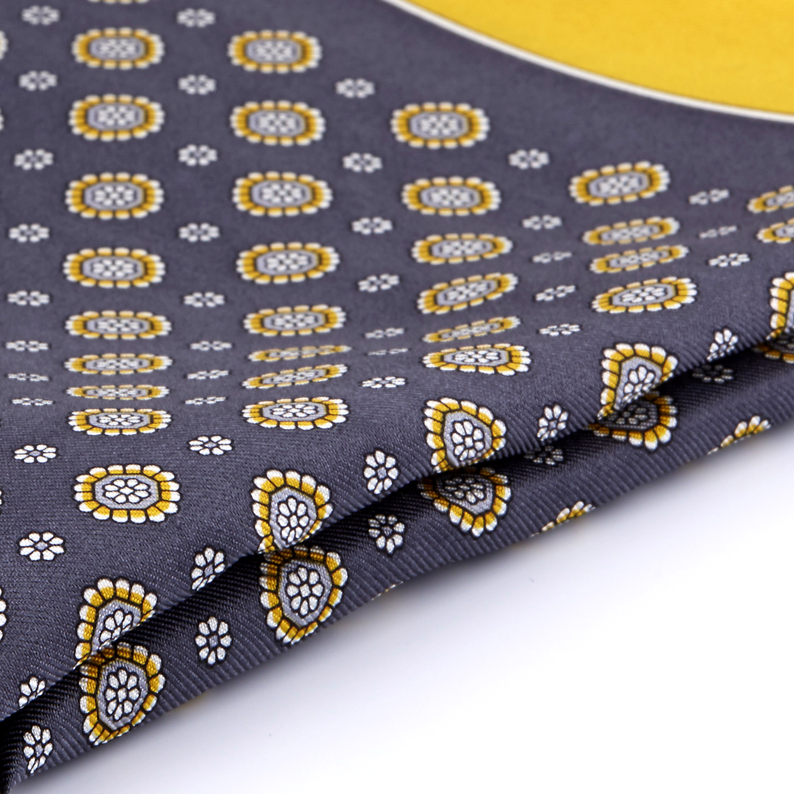 Seiden Einstecktuch In Grau & Gelb - 2