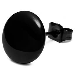 10mm Black Steel Button Stud Earring