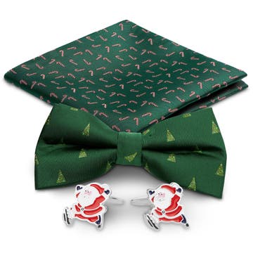 Green Christmas-Themed Suit Accessory Set