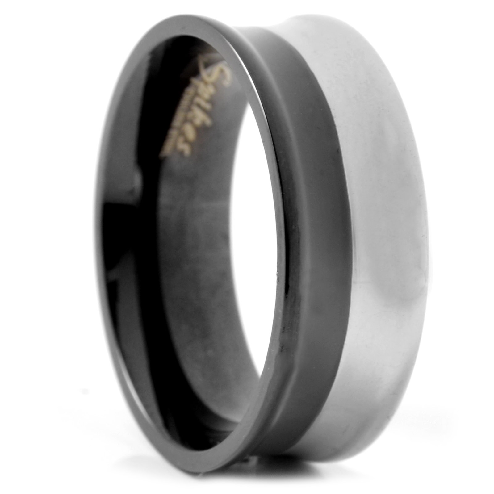 Svart/Stål Buet Stålring - 1