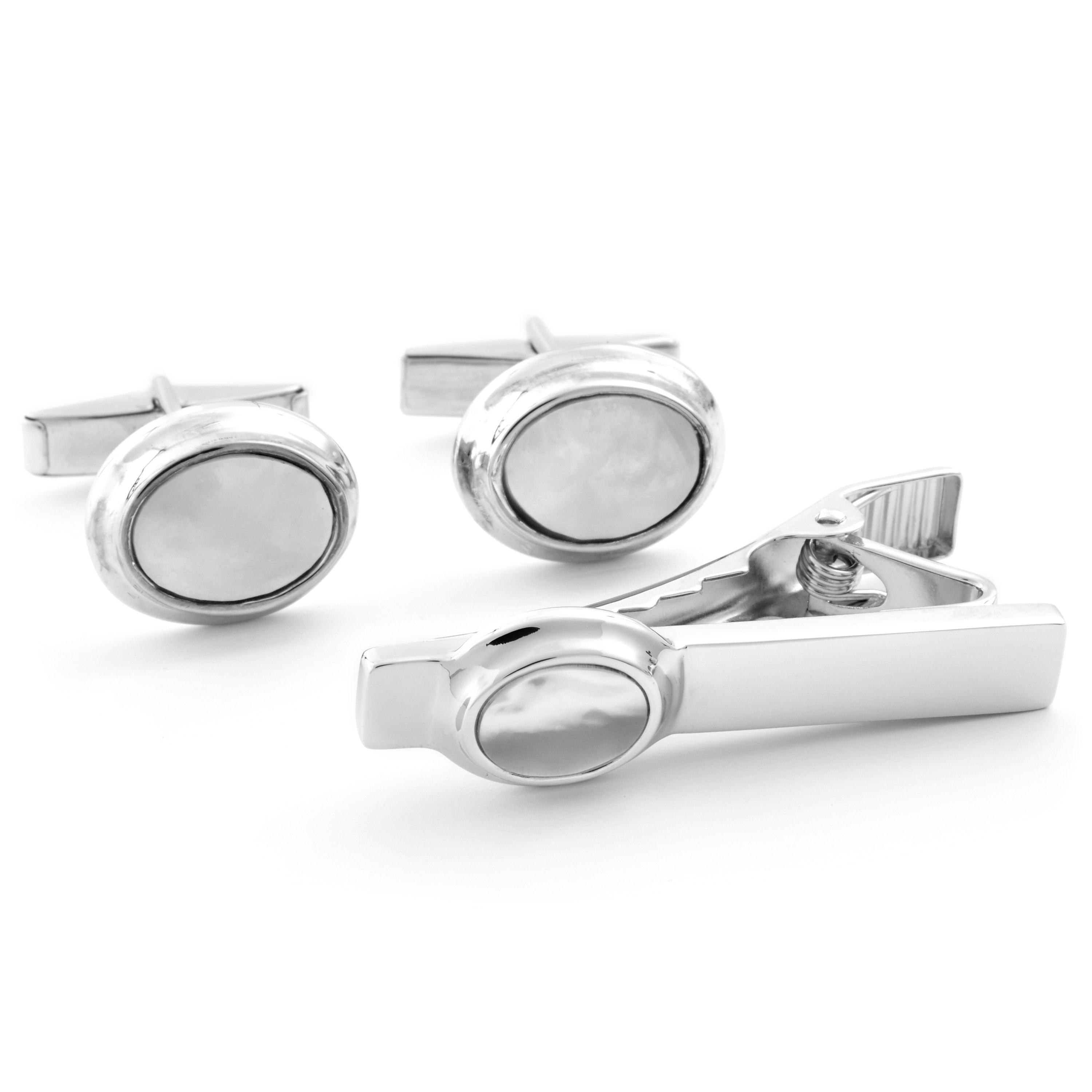 Lyhyt setti valkoisella helmellä, 925-hopeaa - 1