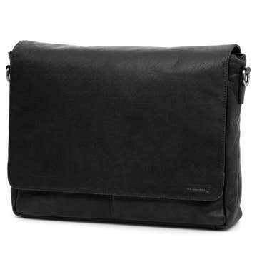 Montreal Black Leather Messenger Bag