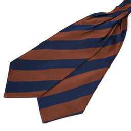 Navy Blue & Brown Striped Silk Cravat