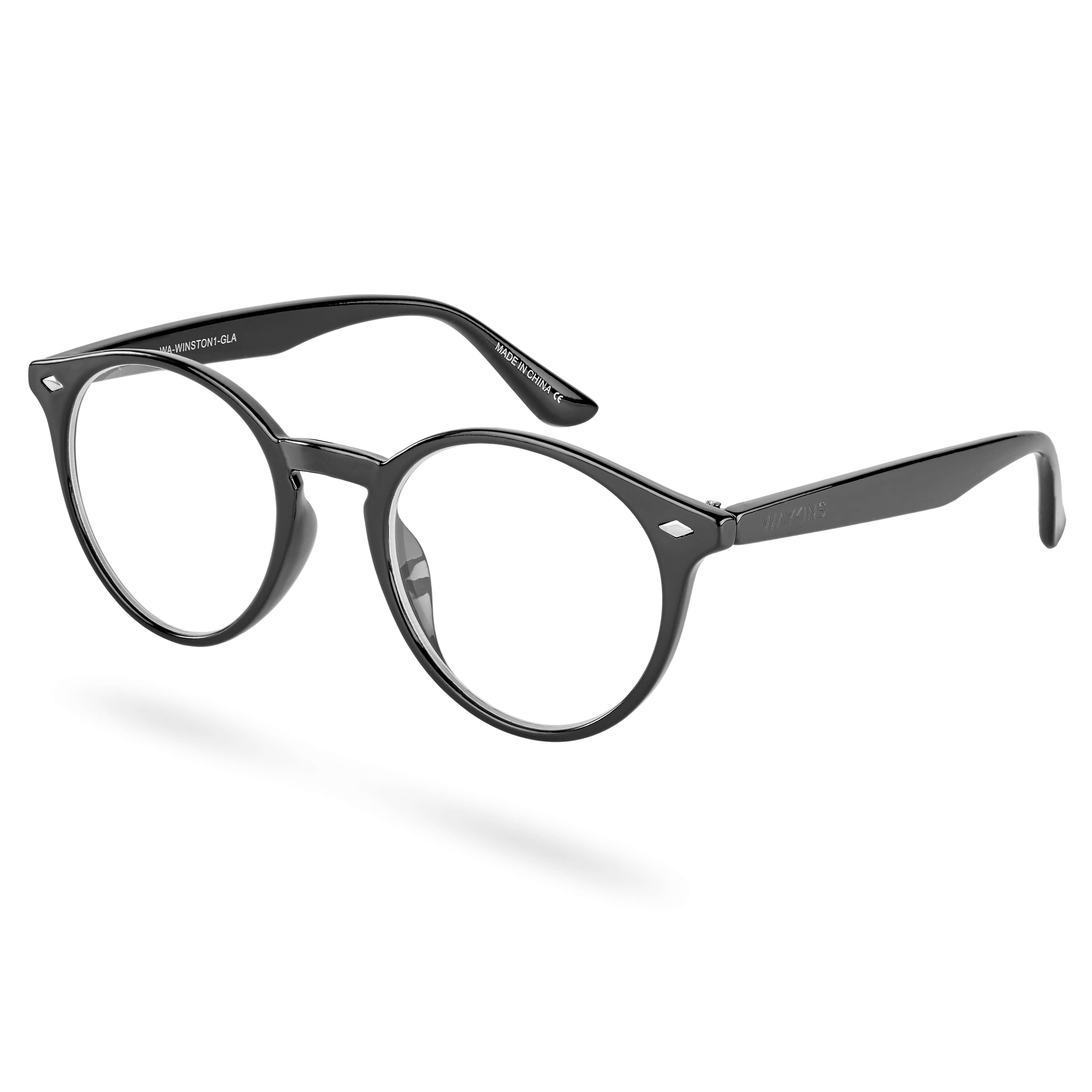 Czarne okulary z przezroczystymi soczewkami Winston