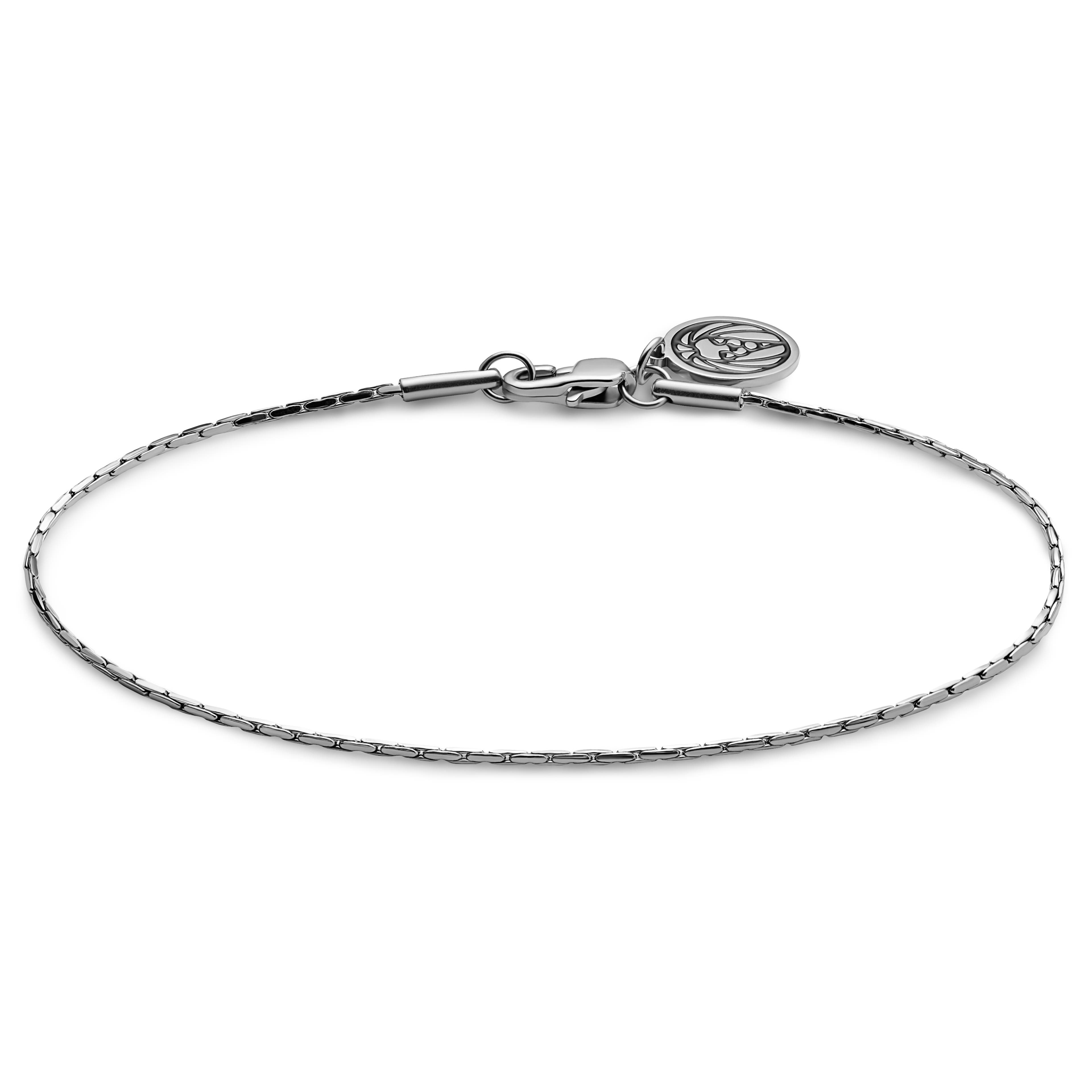 Essentials | 1/32" (1 mm) Silver-Tone Rectangular Box Chain Bracelet
