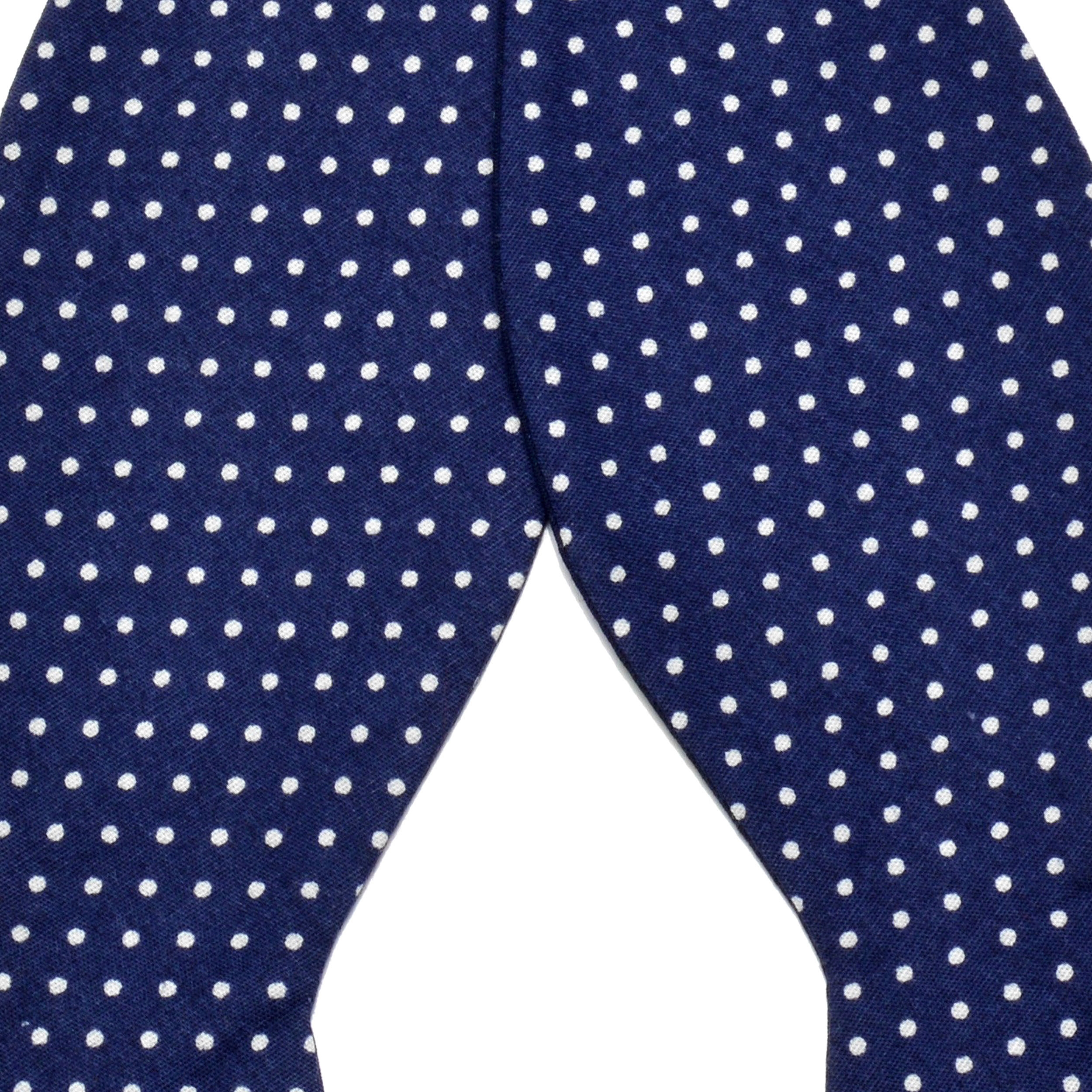 Navy Blue Dotted Cotton Self-Tie Bow Tie - 2
