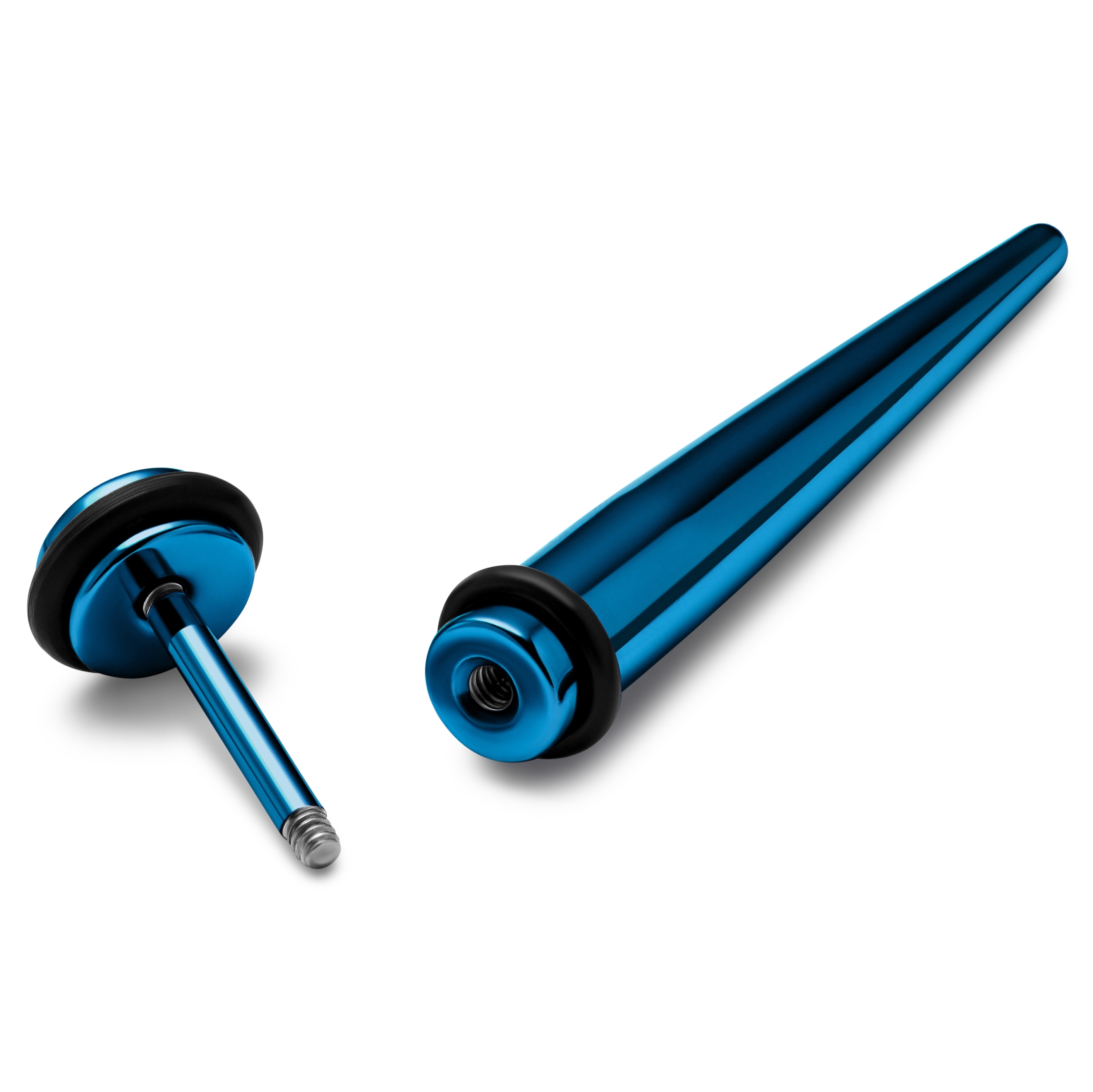 Satago | 6 mm blauer Edelstahl Faux Taper-Ohrring - 2