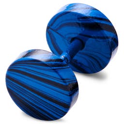 Satago | Pendiente falso plug de acero inoxidable negro y azul de 8 mm  