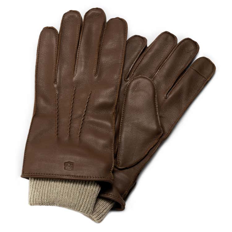 Palm View: True Brown Sheepskin Leather Gloves