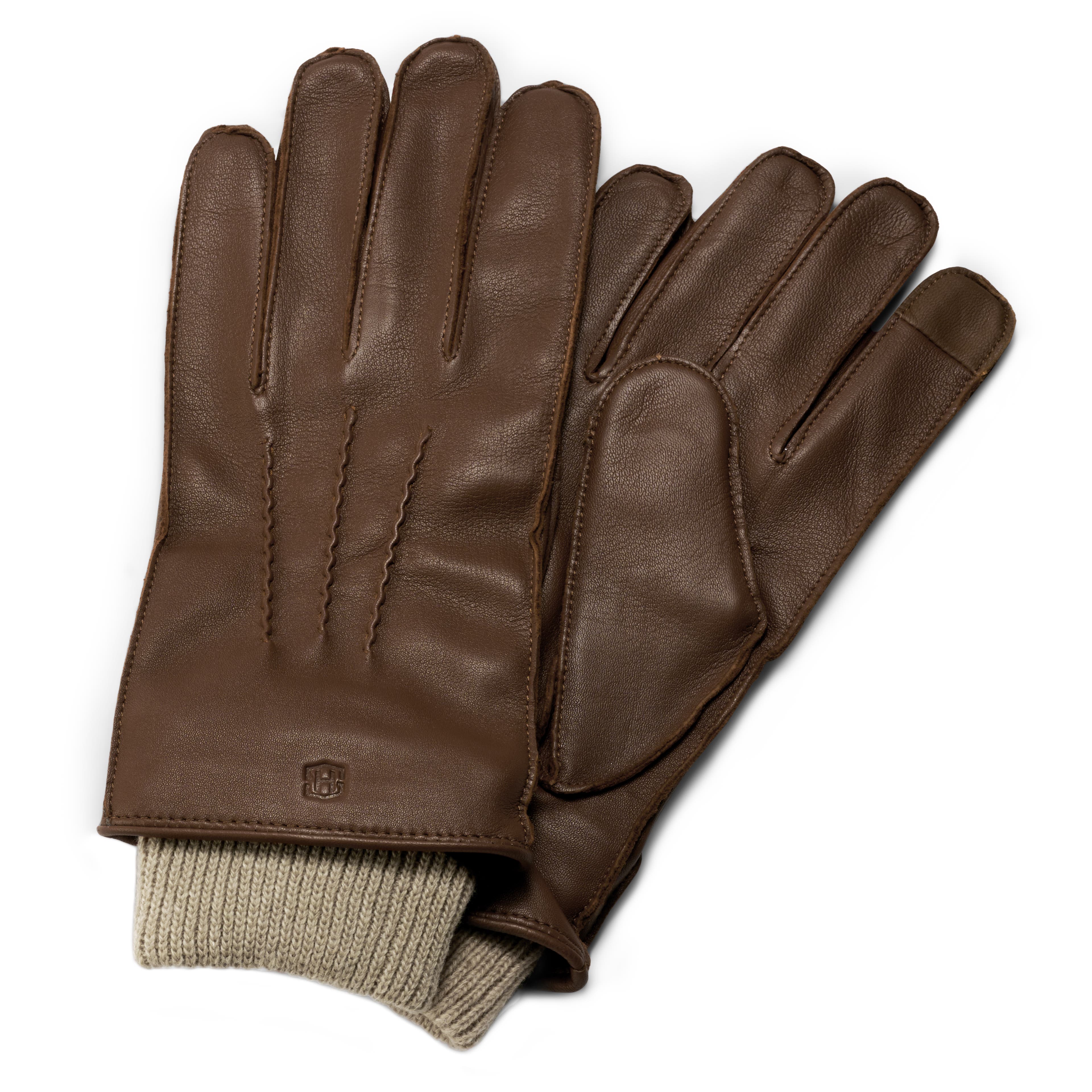 Ljusbruna Pekskärmskompatibla Handskar i Fårskinn med Mudd