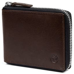 Montreal Zip-Lined Brown RFID Leather Wallet