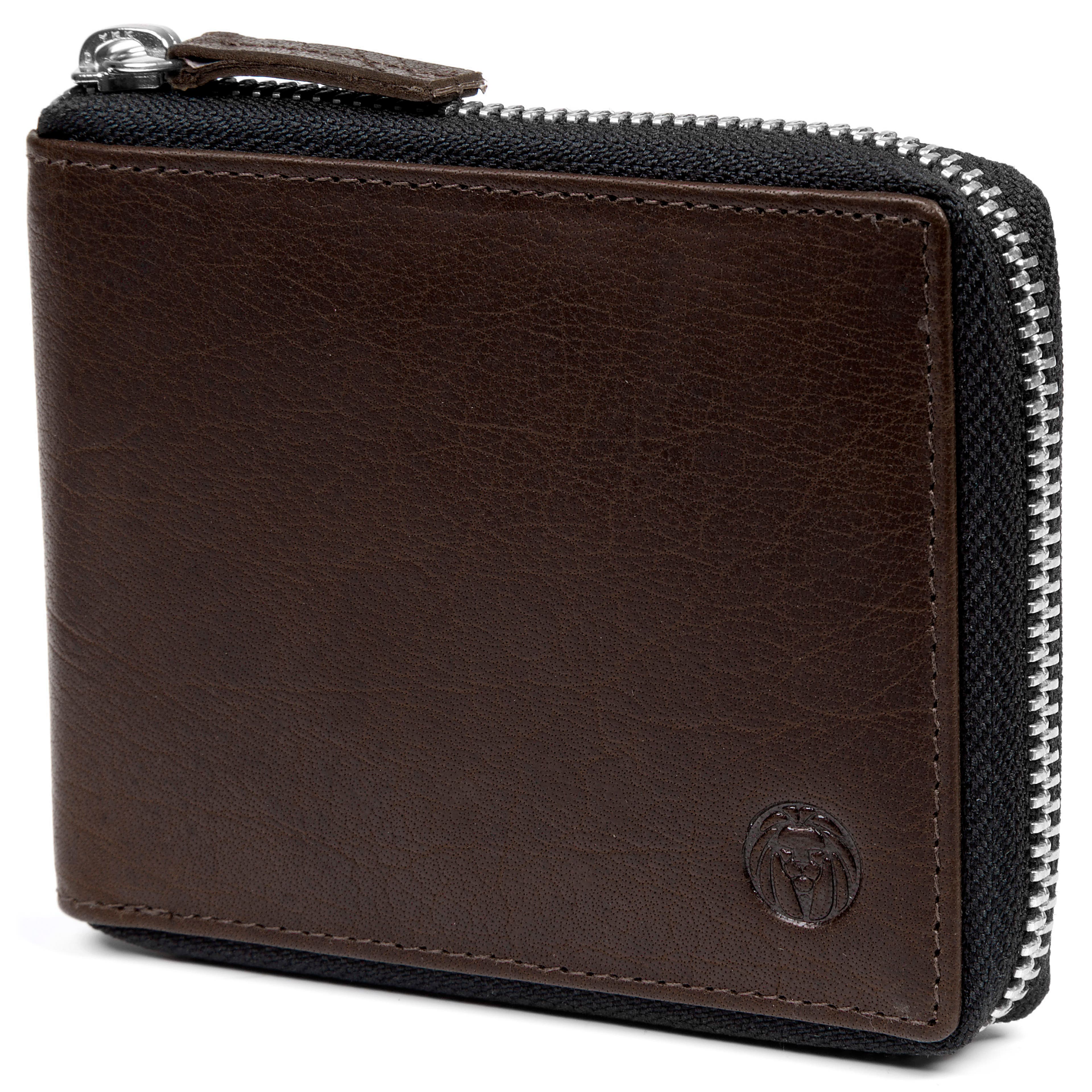 Montreal hnedá RFID kožená peňaženka na zips