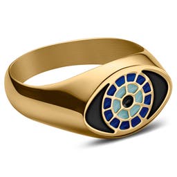 Evil Eye | Gold-tone Signet Ring