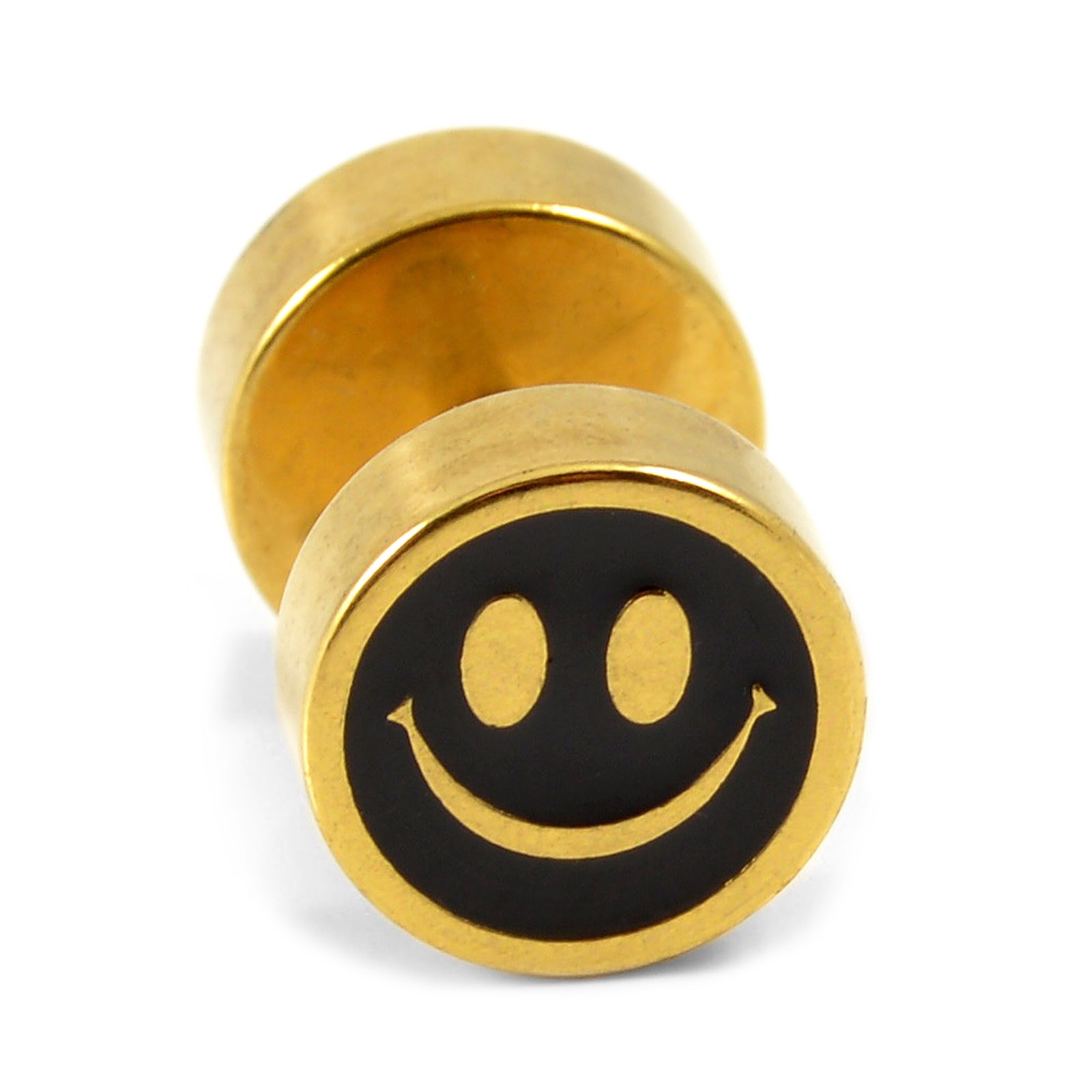 Sentio | 8mm náušnice pecka smajlík z chirurgické oceli zlaté barvy - 3
