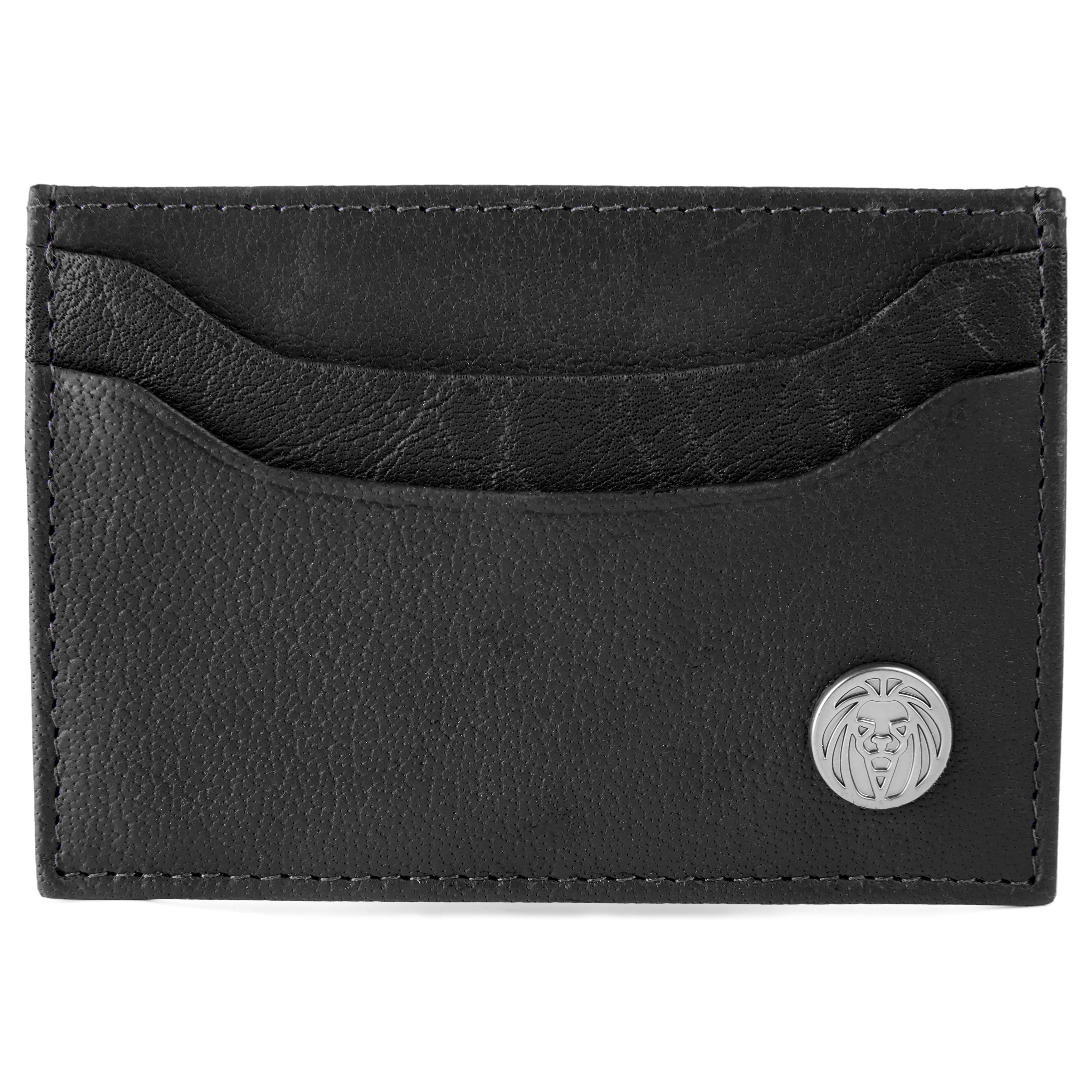 Tarjetero de cuero negro con clip Oxford  - 1