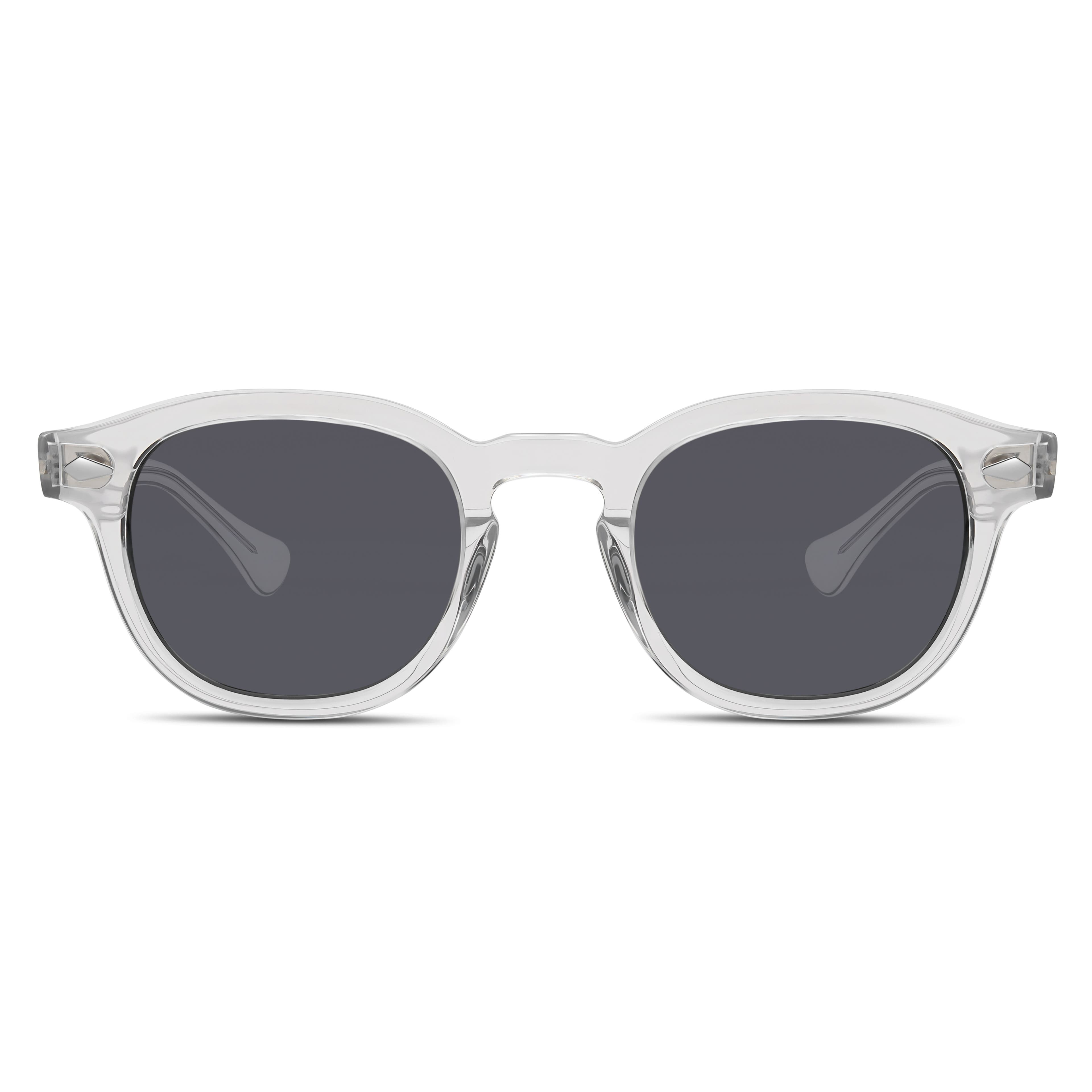 Поляризирани слънчеви очила с опушени стъкла и прозрачни кръгли дебели рамки