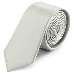 Cravate étroite en satin gris clair 6 cm