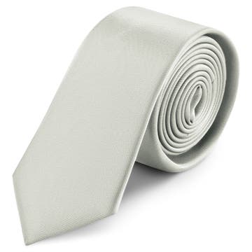 2 3/8" (6 cm) Light Gray Satin Skinny Tie 2 3/8" (6 cm) Light Gray Satin Skinny Tie